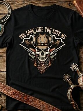 Ella Langley Inspired Country Music Tee • Western Skull Cowboy Hat Shirt Outlaw